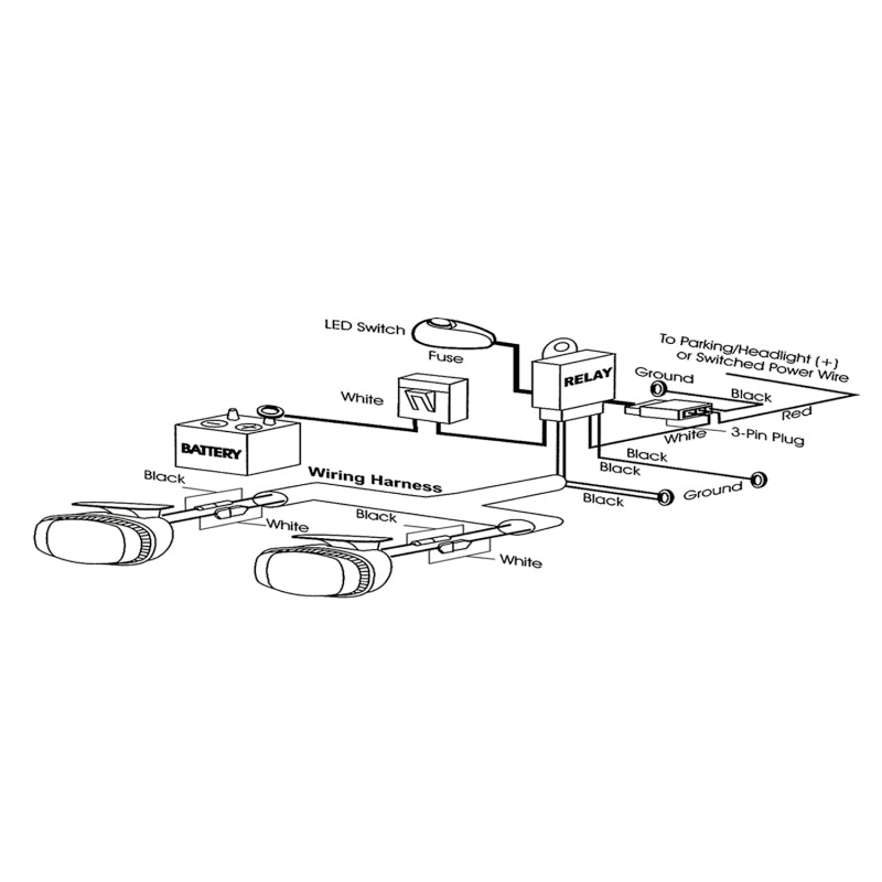 ANZO 12V Wiring Kit Universal 12V Auxiliary Wiring Kit w/ Illuminated Switch