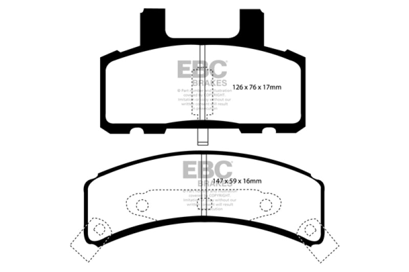 EBC 97-99 Cadillac Deville 4.6 (Rear Drums) Greenstuff Front Brake Pads