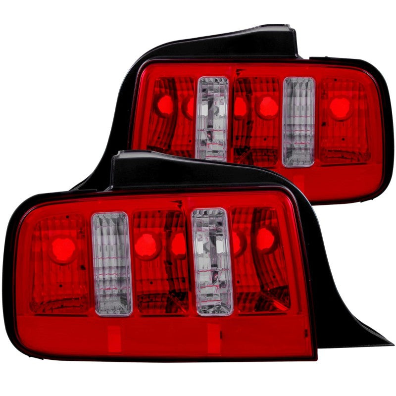 ANZO 2005-2009 Ford Mustang Taillights Red/Clear - 2010 Style